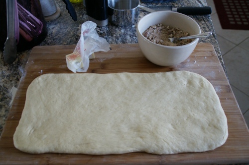 Dough, filling and butter
